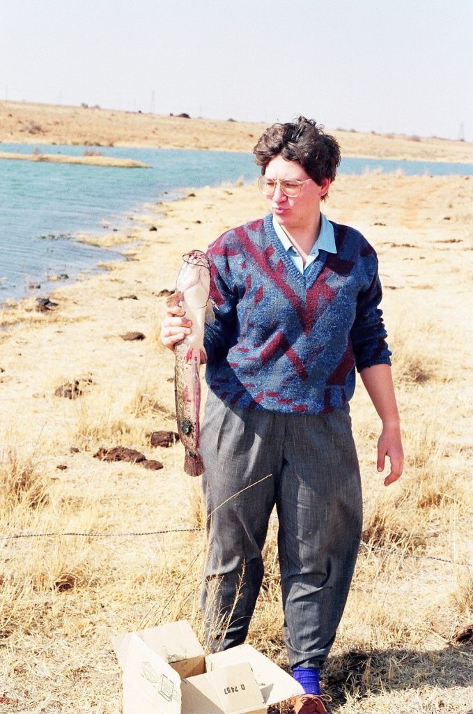 Carin Bosman as a young water professional, investigating a fish kill, and taking this barber as a sample for organic analysis
